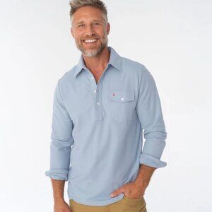 Criquet Long Sleeve Players Shirt - Mens XXL - Pima Cotton Polo - Light Blue